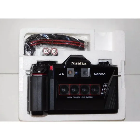 Nishika N8000 3DカメラとTwin Light 3010 Nishika N8000 3D 35mm Film Camera + Flash IN ORIGINAL BOX – FAR